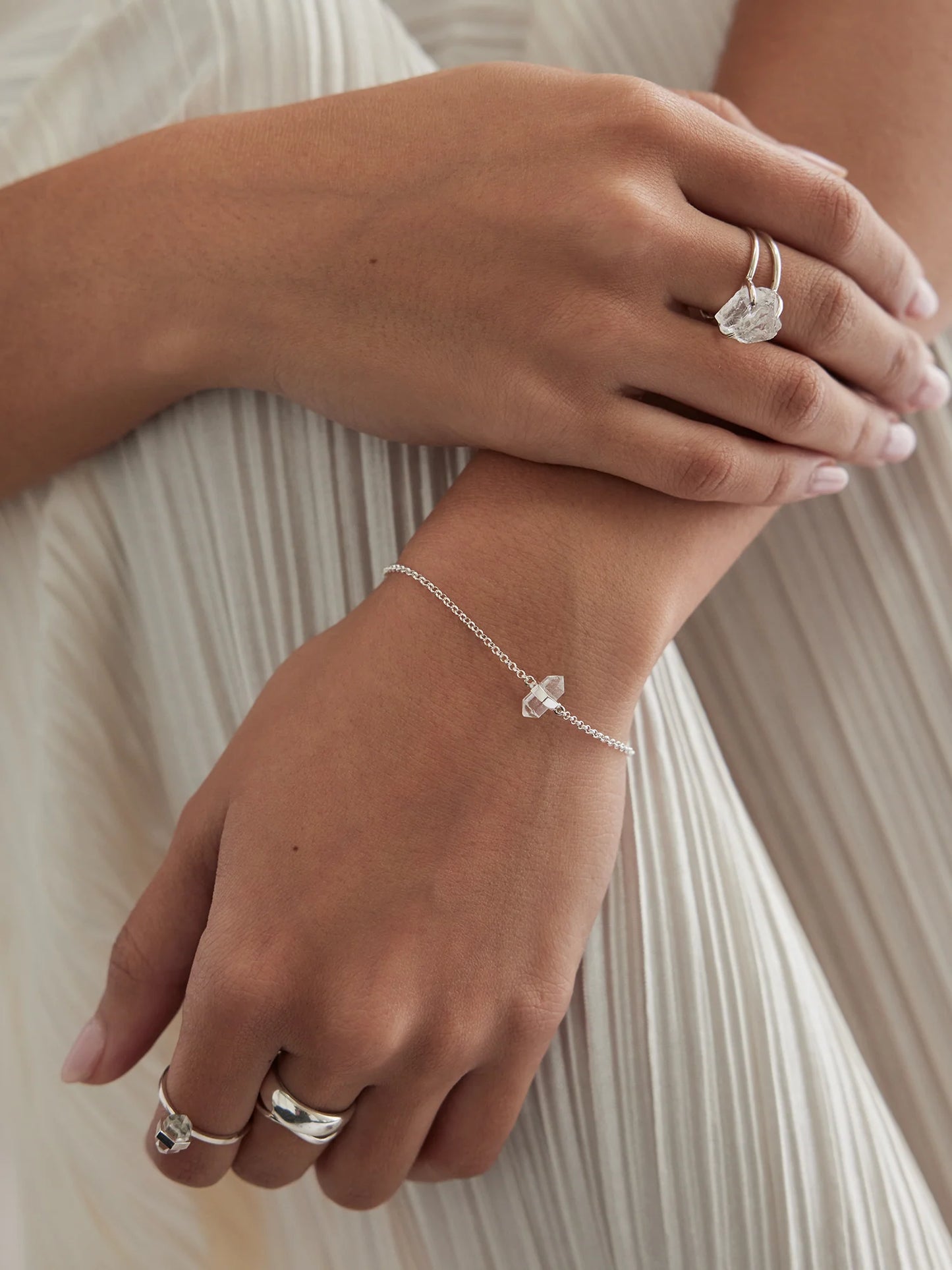 Calming quartz bracelet | clear quartz 12k Gold Plated