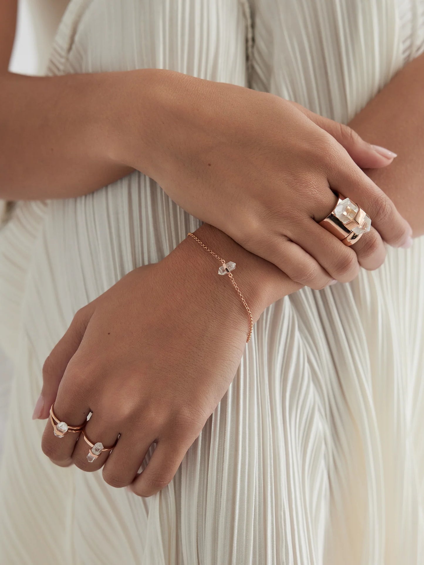 Calming quartz bracelet | clear quartz 12k Gold Plated