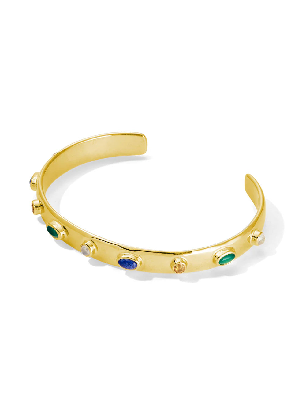 Balance cuff | green agate, lapis lazuli, rainbow moonstone + citrine